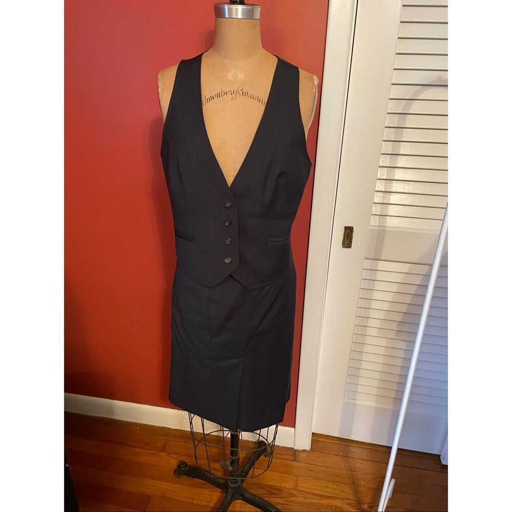 J CREW | slim fit pinstripe vest & matching skirt M (top) 6 (bottom)